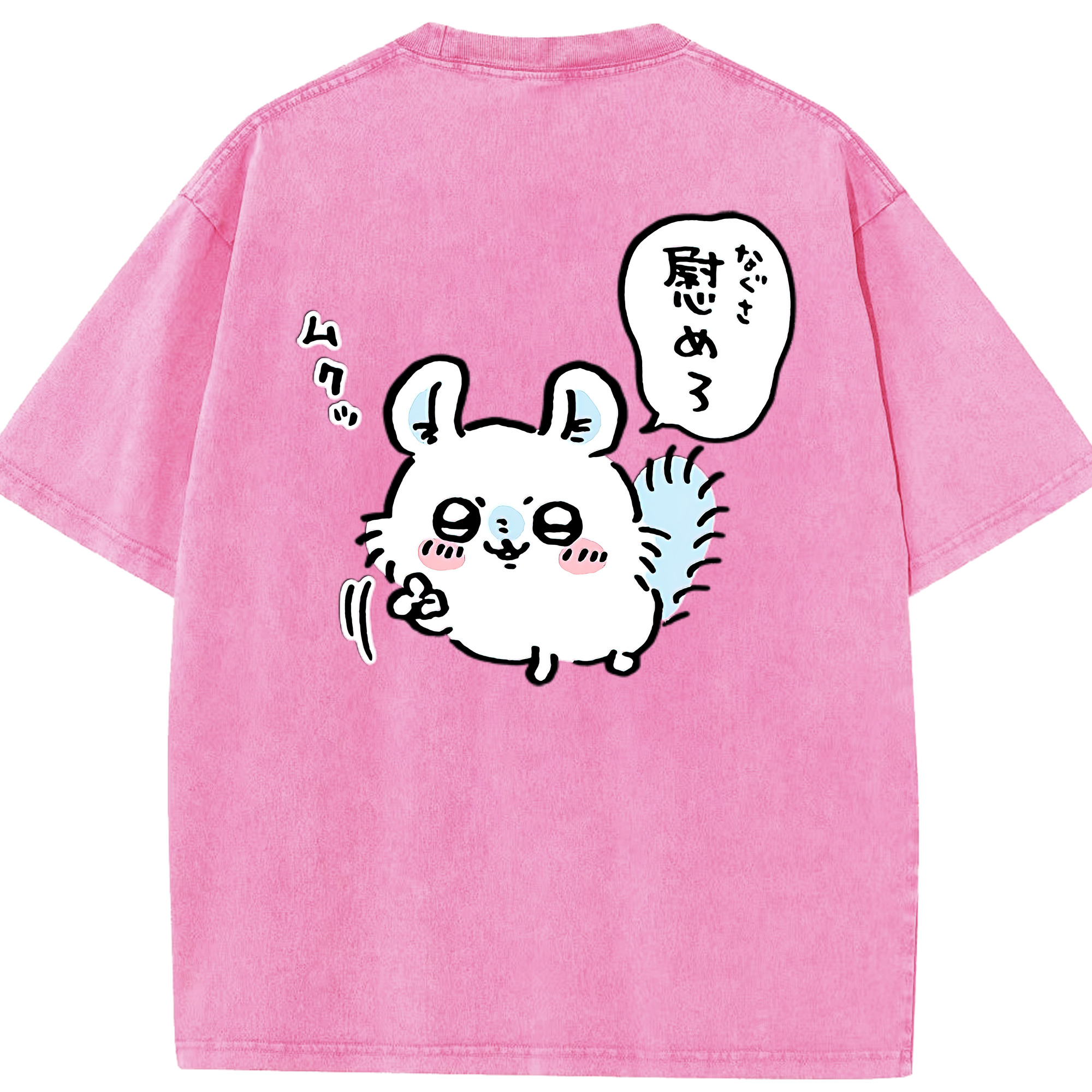 （画像用） ちいかわ モモンガ Chii-kawa Momonga 綿100% ヴィンテージ風 半袖Tシャツ（背面プリント）